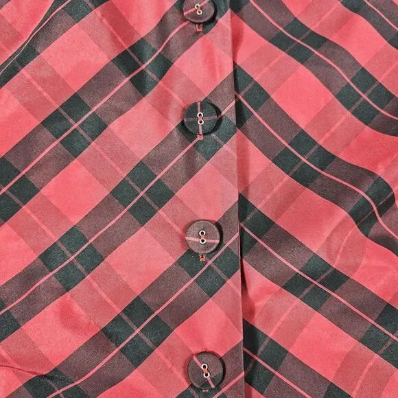 Coldwater Creek Womens Red Buffalo Plaid 3/4 Sleeve Blouse 18W Holiday Office - Picture 3 of 9